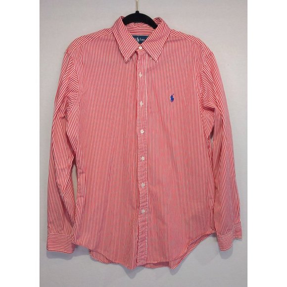 Ralph Lauren Other - Ralph Lauren Men's Classic Fit Button-Down Shirt 100% Cotton Stripes Red/White M